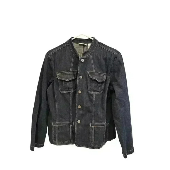 Chicos Platinum Jean Jacket Size 2, Pre-Owned - Picture 1 of 6